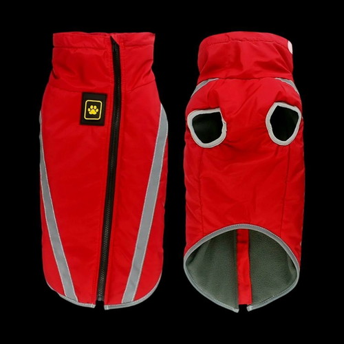 Dog jacket new, black and red, size L, waterproof and warm