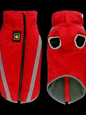 Dog jacket new, black and red, size L, waterproof and warm