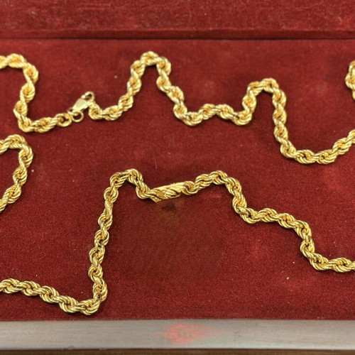 18K gold rope chain necklace, 22.2g