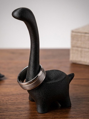 Ring Holder "Loch Ness Monster" new, black 3D printed