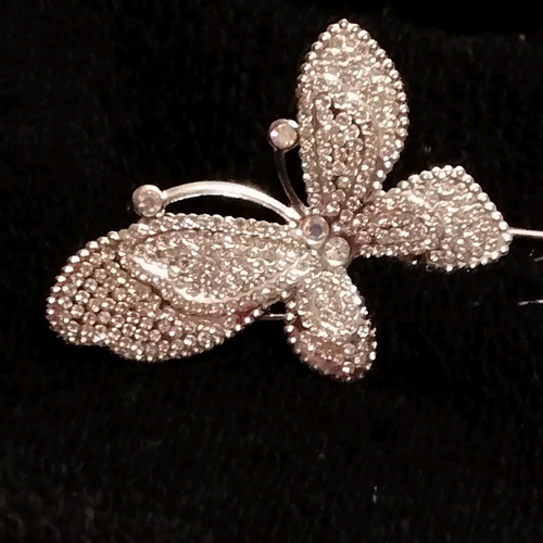 Brooch with rhinestones like new, white and silver