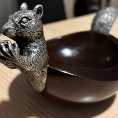Decorative Bowl with Squirrel like new, woodland style