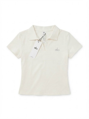 Alo Yoga White Polo Top Size S New