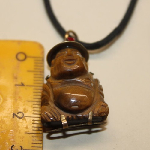 Tiger Eye Buddha pendant necklace, 14K gold plated