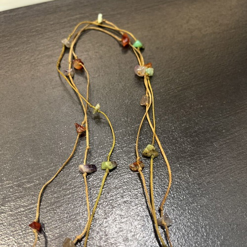 Boho handmade necklace adjustable, like new, brown and green