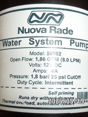 Pressure water pump 12V used with complete shower kit