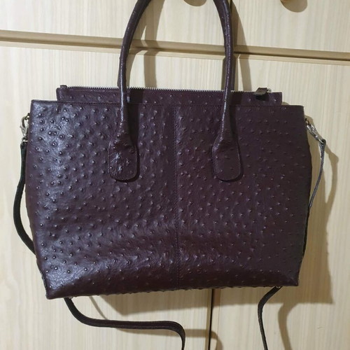 Bruder leather shoulder and wrist bag brown and burgundy new