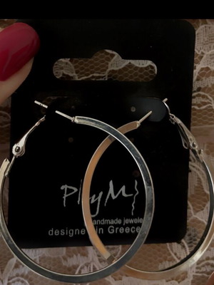 Steel hoop earrings Greek made new, silver color