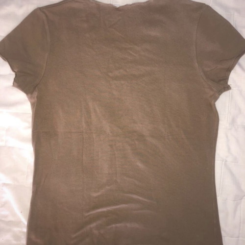 T-shirt Sarah Lawrence like new, brown khaki with metallic print