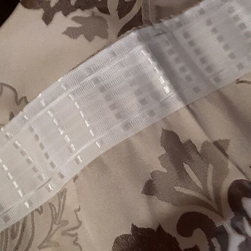 Taffeta Satin Matte Curtain new, beige and brown, 290x240-280 cm