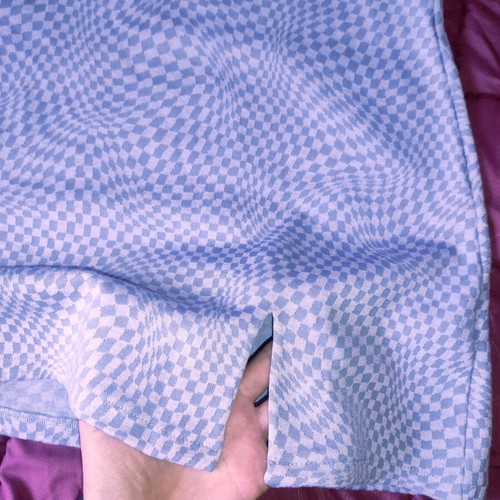 Lilac Wavy Checkerboard Mini Skirt with Slit Pull & Bear like new