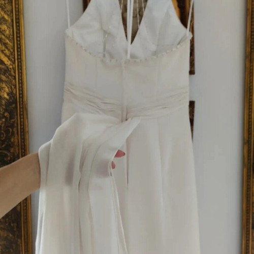 Wedding dress size 36, like new, open back, beige