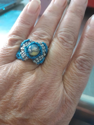 Macrame ring made to order, blue
