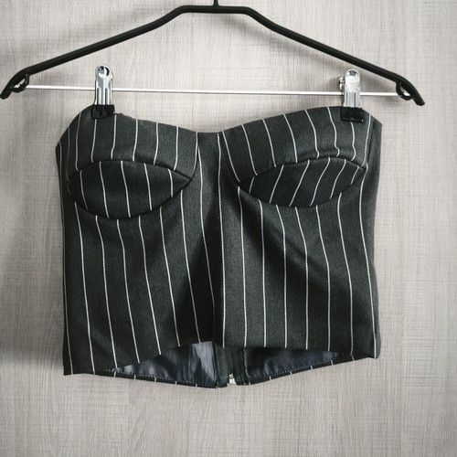 Ciel set with crop top and wide leg pants, new, medium, gray