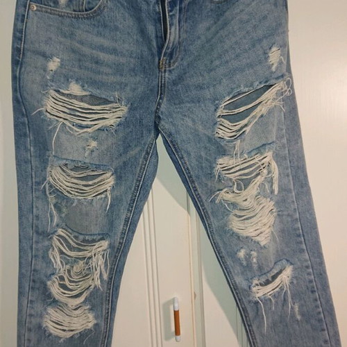 Jeans pants used with rips, size XS, blue