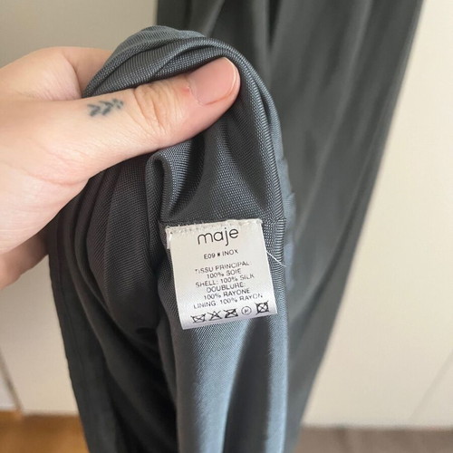 Maje Vintage Silk Maxi Dress with Beaded Bodice like new, gray