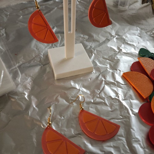 Our Grapefruit pink orange earrings 3D printed hand painted