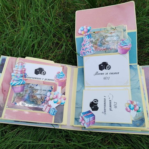 Handmade scrapbook album with pop-up elements "My Unforgettable Birthday" new