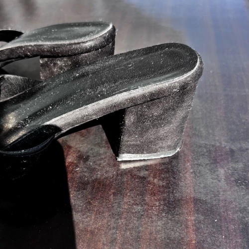 Suede black women's sandals with decorative buckle, like new
