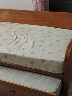 Solid Cherry Wood Sofa Bed with 2 Mattresses like new