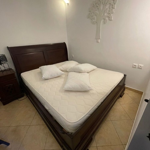 King Size Solid Wood Bed with Mattress and Nightstand like new