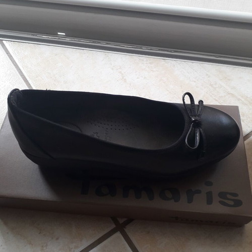 Tamaris Comfort Leather Women's Ballerina Shoes Size 36 Like New Black
