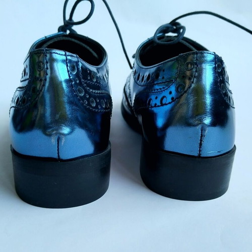 Minelli Lyssa shiny blue leather brogue shoes size 36