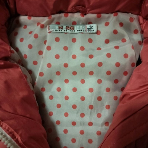 Sleeveless baby jacket Energiers 12 months coral with polka dot lining