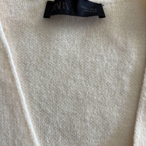 Zara cream wool cardigan with short sleeves and belt like new, size L