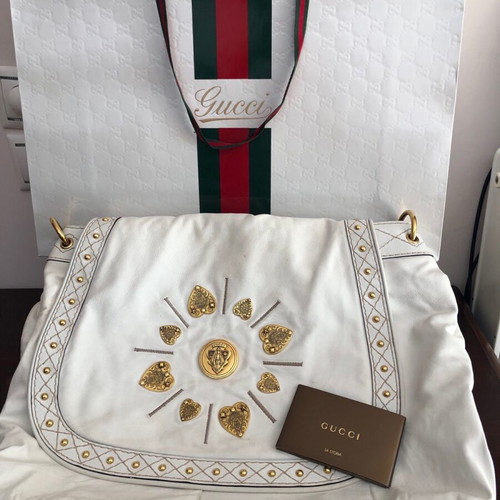 Gucci women's shoulder bag new, white, soft leather
