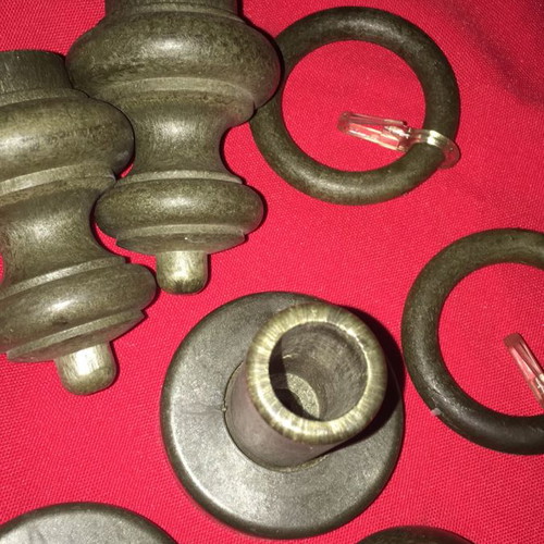 Green curtain rod rings new, cypress color