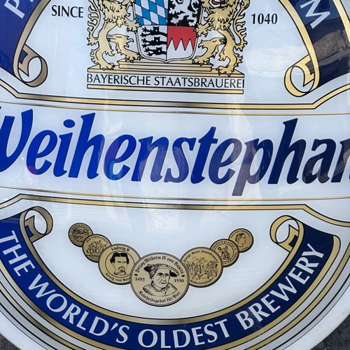 Weihenstephan vintage illuminated beer sign used, 65×60 cm