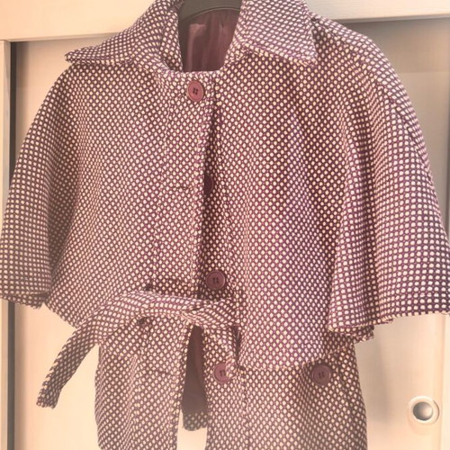 Purple semi-coat like new with belt and sleeveless inner, size S
