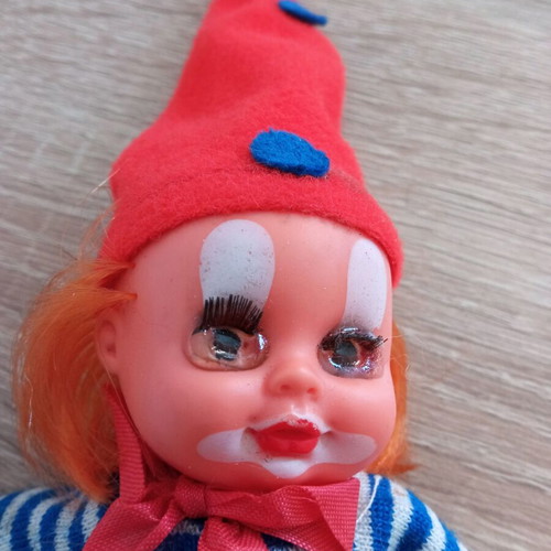 El Greco Clown Doll Ticheroulis Spirtoulis vintage used, height 21 cm