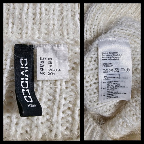 Divided knitted top by H&M like new, soft, ecru color