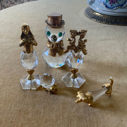 Small Swarovski collection with gold-plated decoration 5 pieces used