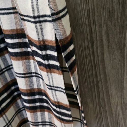 Maxi checked shirt coat like new, white
