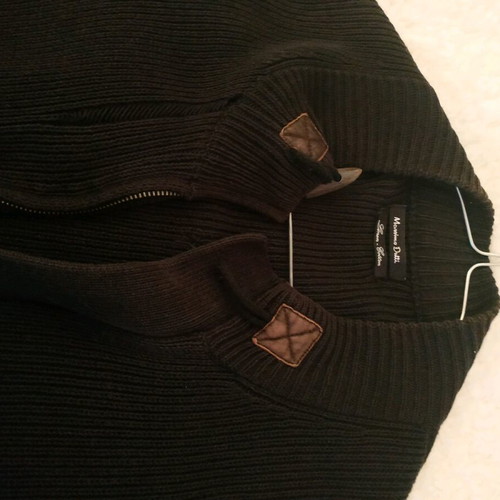 Massimo Dutti black cardigan used with leather accessories on collar and zipper