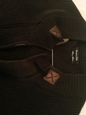 Massimo Dutti black cardigan used with leather accessories on collar and zipper