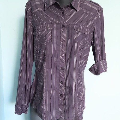 Πουκάμισο Cecil two-tone patchwork, μωβ λιλά, βαμβάκι, L-XL