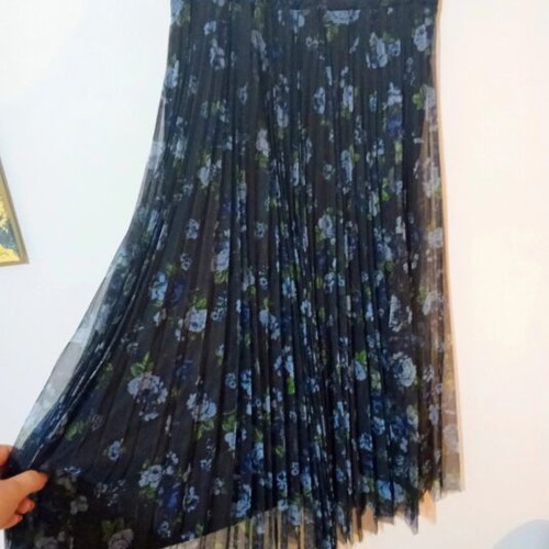 Stradivarius pleated midi skirt with floral pattern