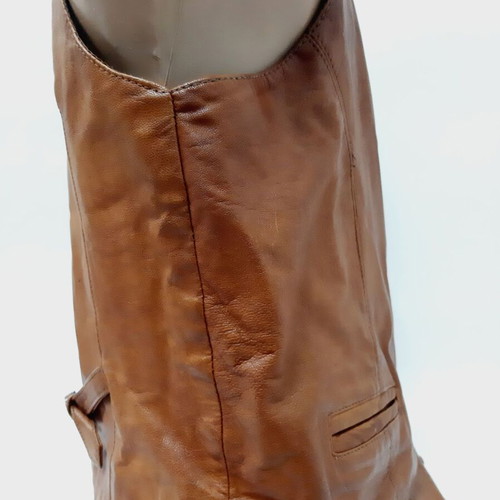 Apollo Leder Design Vintage Leather Vest lambskin size L used, brown