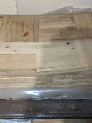 Mosaic parquet tiles new, solid oak wood on mesh
