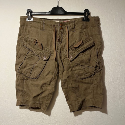 Miss Sixty Brown Linen Cargo Shorts used size 27