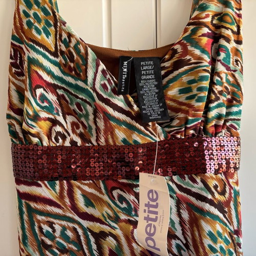 Top with sequins Y2K ethnic print, size M, new