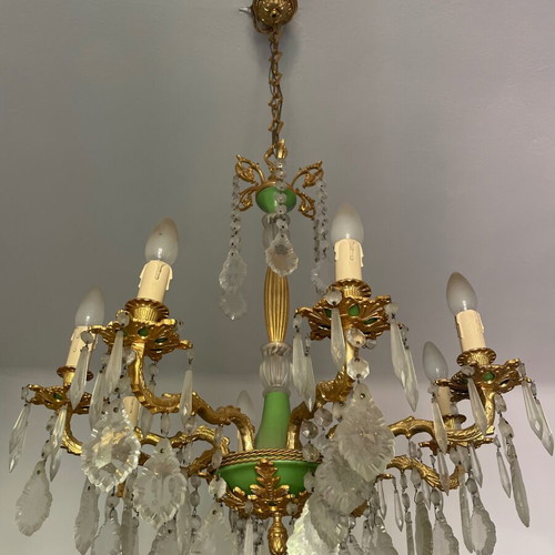Vintage six-light ceiling chandelier classic baroque style 1950