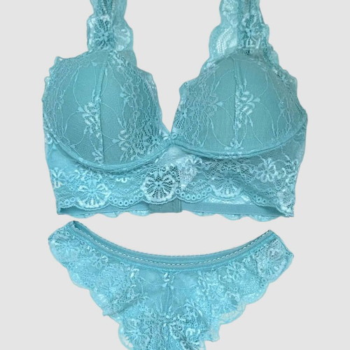 Jadea bralette set with brazilian slip turquoise new