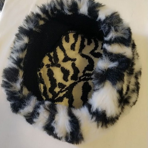 French fur hat black and white like new, size 56