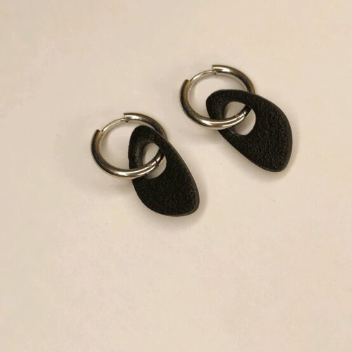 Handmade earrings from polymer clay and steel black and silver