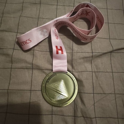 Athens Marathon 2025 1200m Kids Medal new, pink ribbon